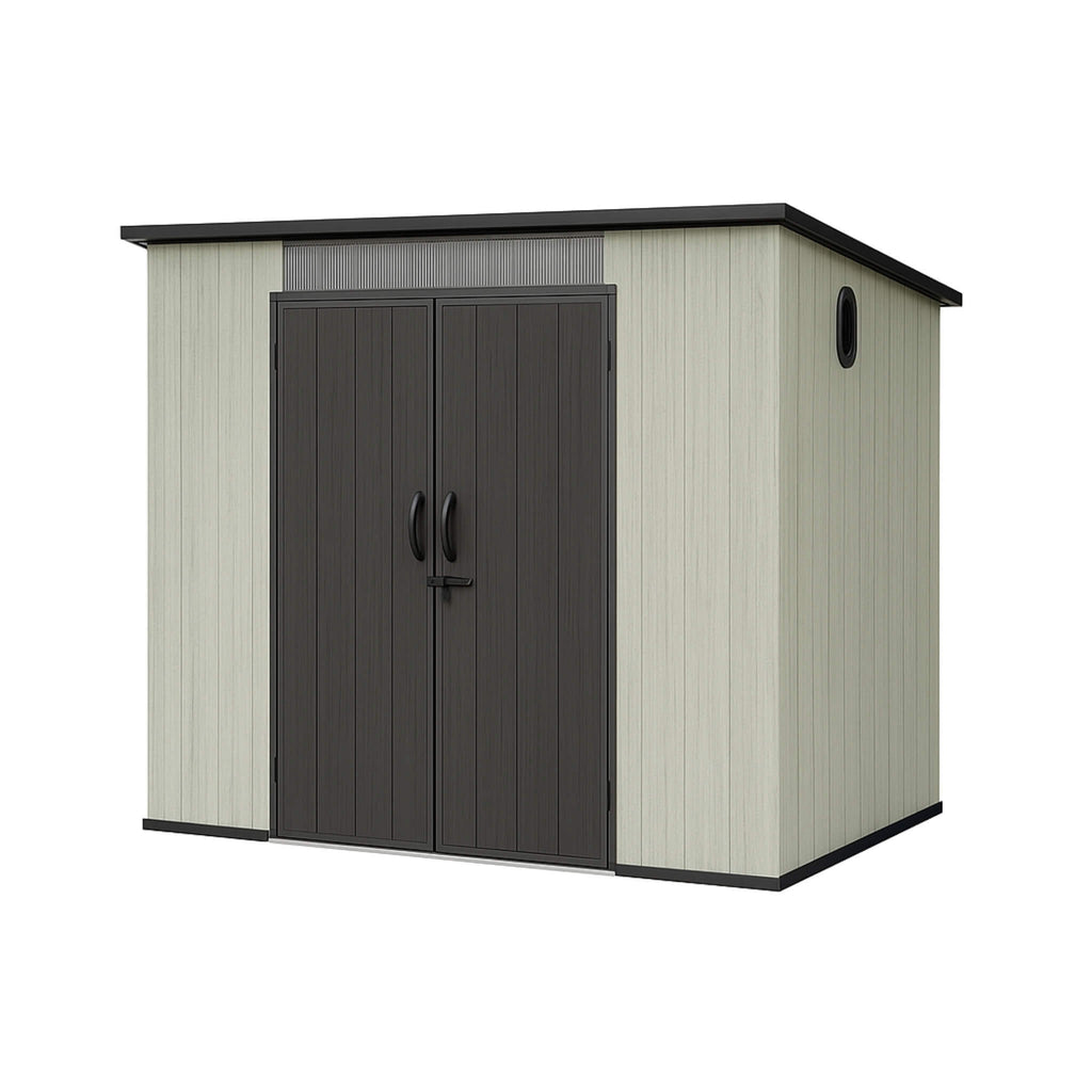 [06X08FT] Alora Outdoor Resin Storage Shed With Lockable Double Doors And Sloping Roof (SAK73286)