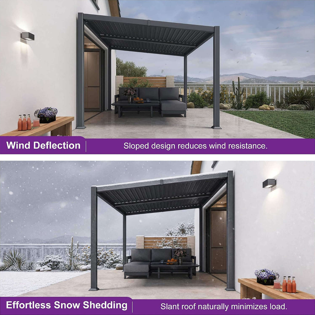 [08X12FT] Alora Modern Louvered Aluminum Pergola With Sloped Roof (SAK37244)