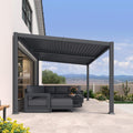 [10X14FT] Alora Modern Louvered Aluminum Pergola With Sloped Roof (SAK44815)