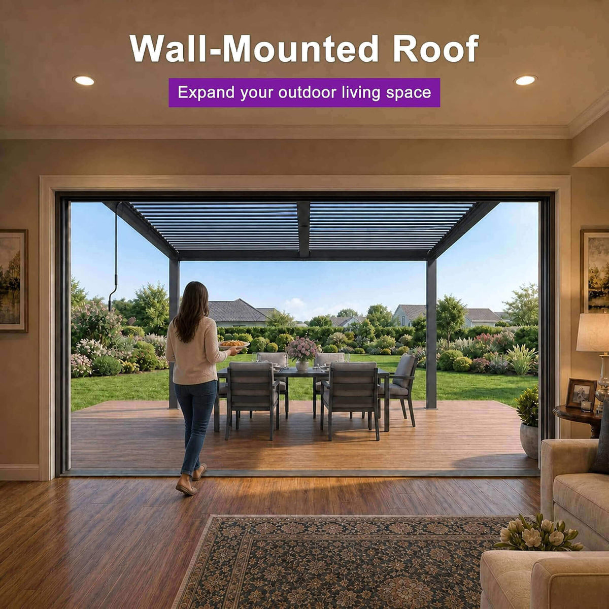 [10X14FT] Alora Modern Wall-Mounted Louvered Pergola With Aluminum Frame (SAK30048)