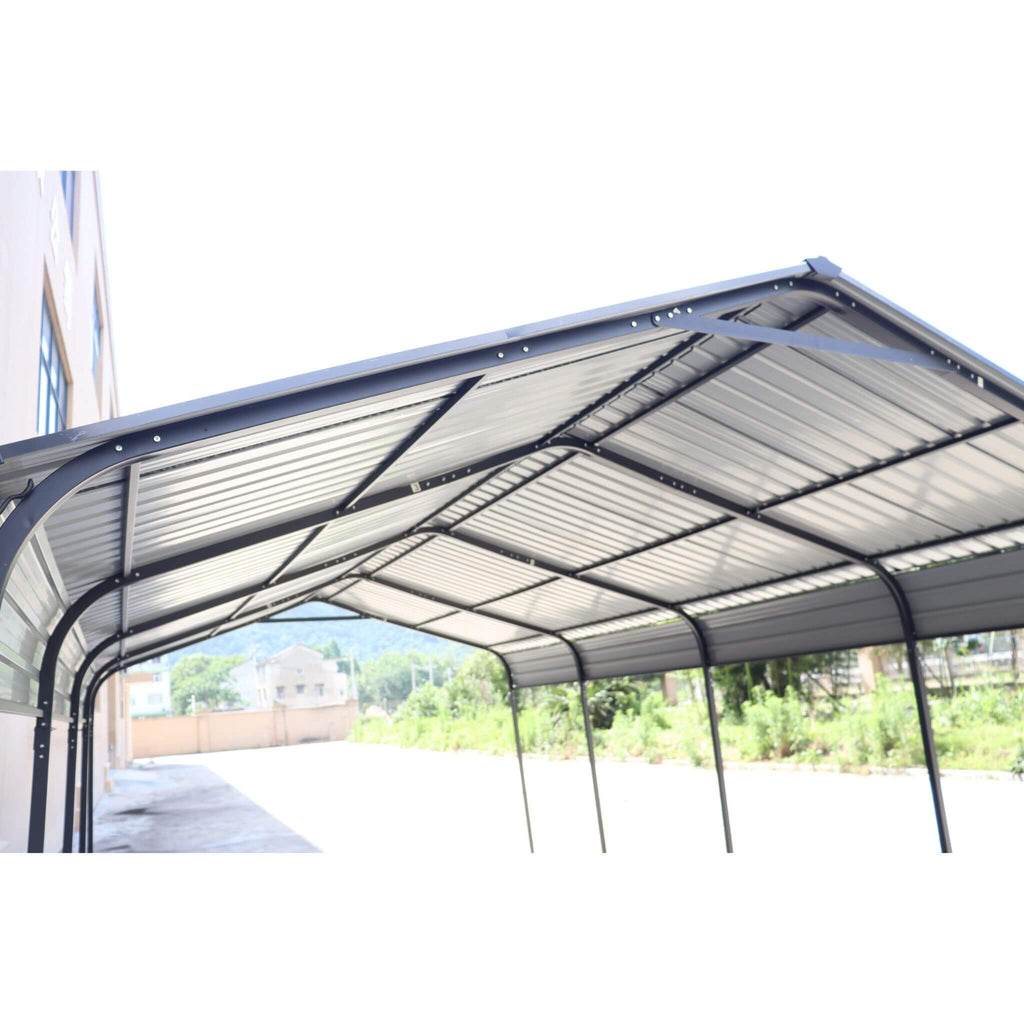 [12X20FT] Alora Heavy-Duty Metal Carport With Galvanized Steel Roof For Car, Boats And Trucks, Gray (SAK95562)