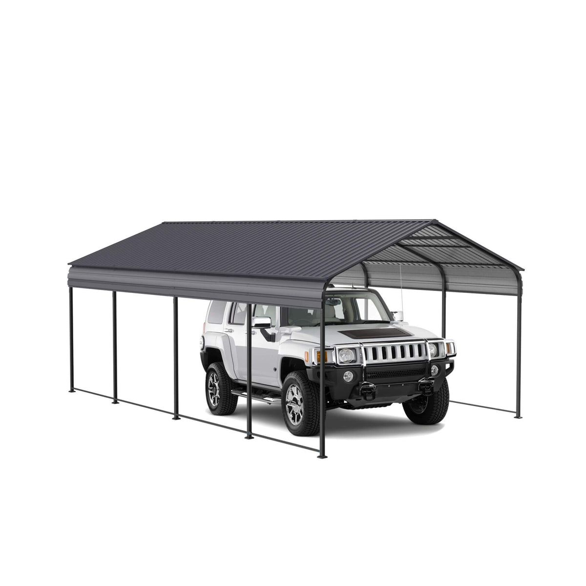 [12X20FT] Alora Heavy-Duty Metal Carport With Galvanized Steel Roof For Car, Boats And Trucks, Gray (SAK95562)