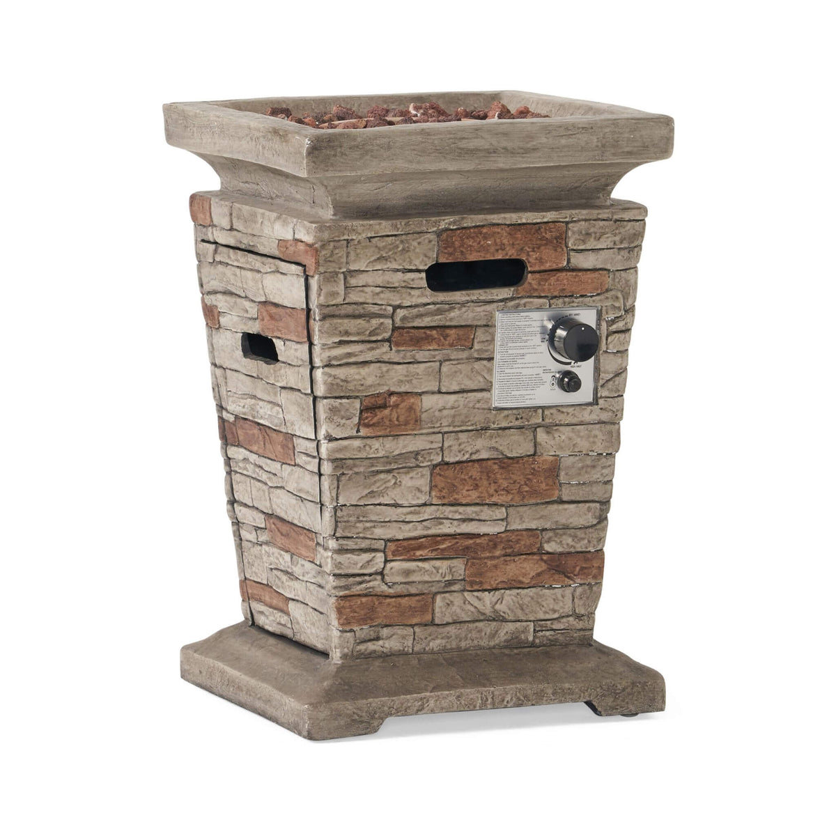 Alora 19-Inch Outdoor 40K BTU Natural Stone Fire Column (SAK36771)