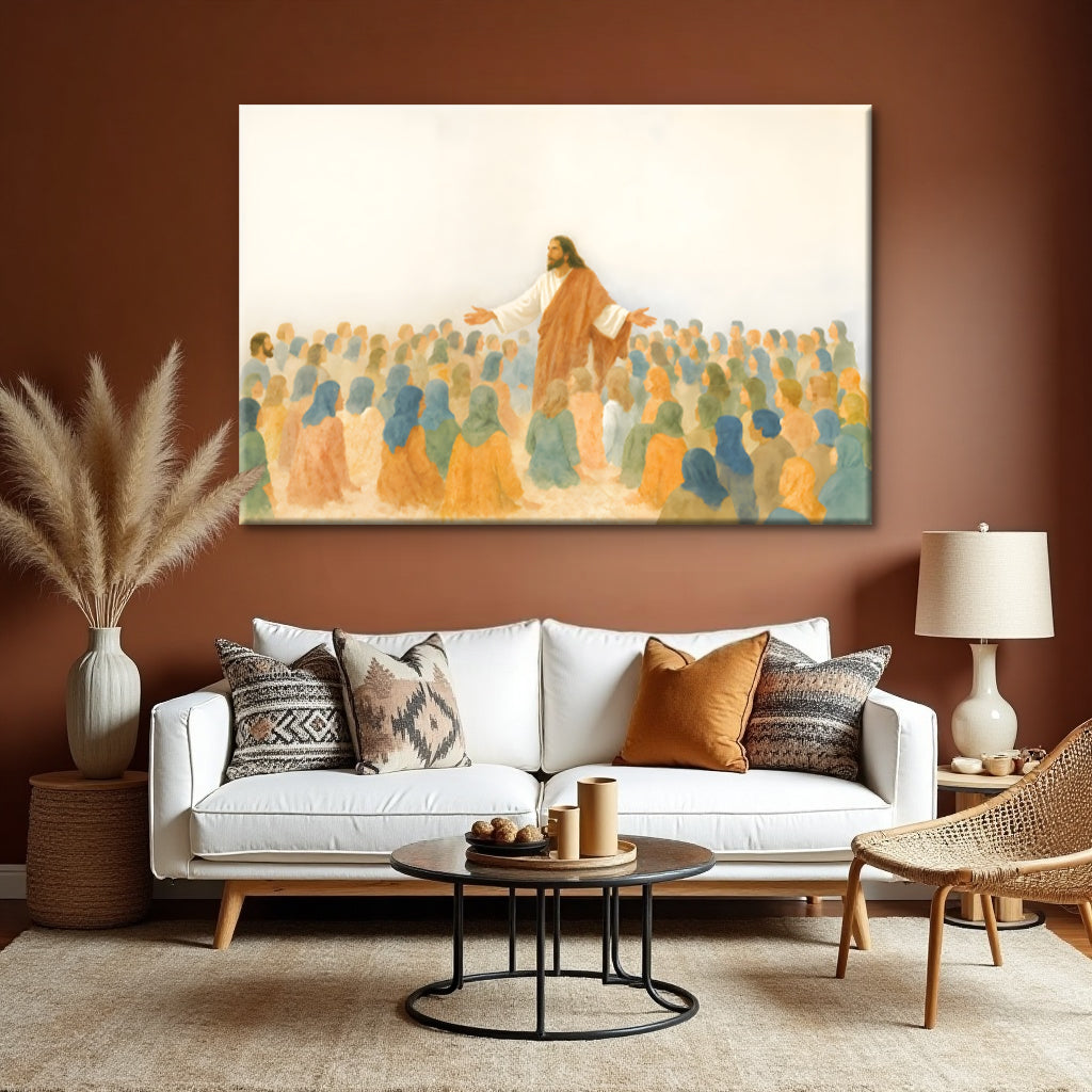 Jesus Speaking To Crowd Faith Wall Art