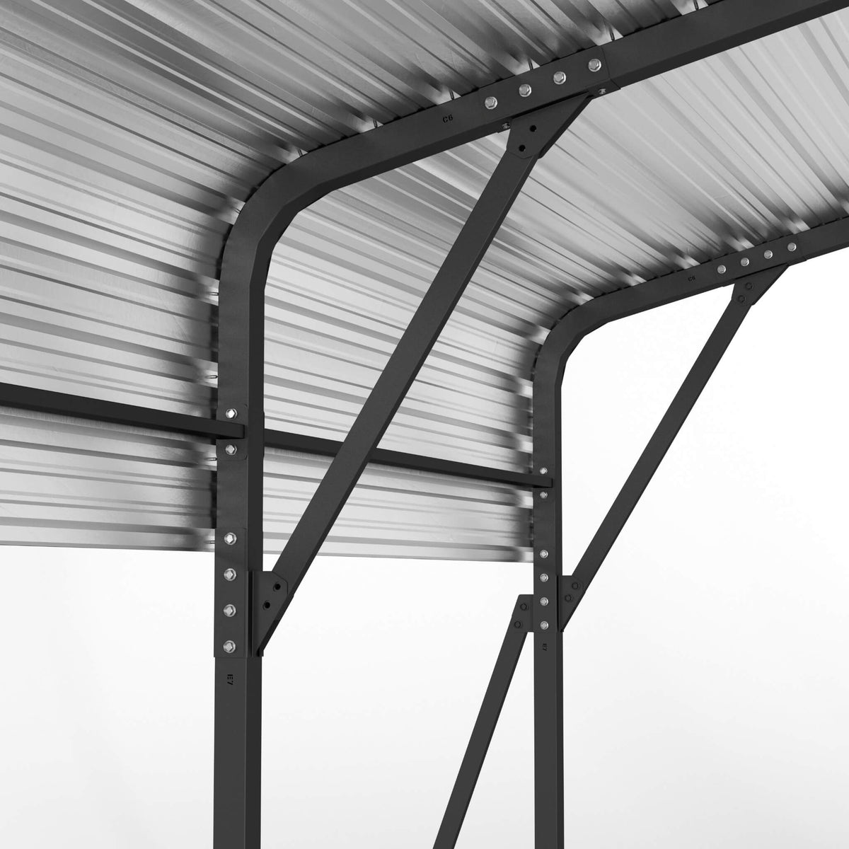 [20X20FT] Alora Extra Large Heavy-Duty Outdoor Metal Carport With Galvanized Steel Roof For Cars, Boats And Trucks (SAK75633)