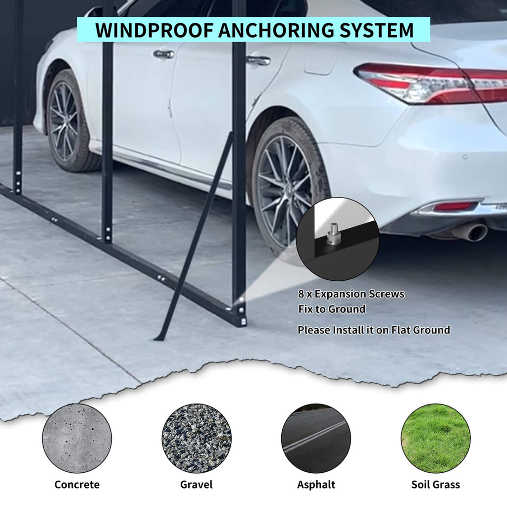 [20X20FT] Alora Extra Large Heavy-Duty Outdoor Metal Carport With Galvanized Steel Roof For Cars, Boats And Trucks (SAK75633)