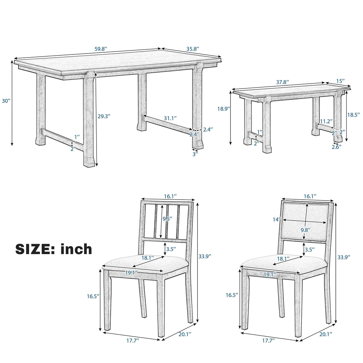 6 Piece Kitchen & Dining Room Furniture