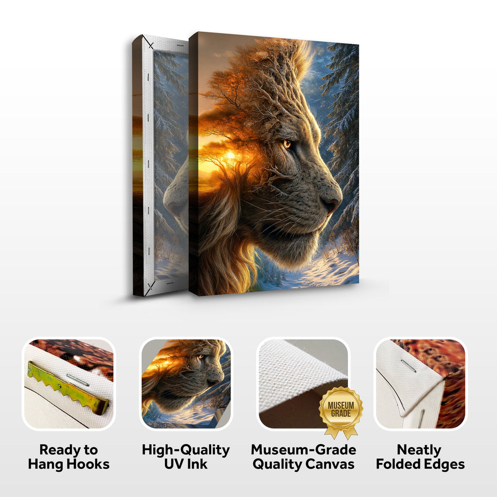 Lion Winter Summer Surrealism Wall Art