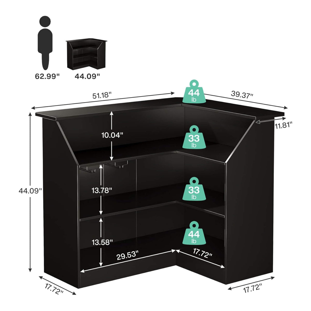 Velmor Modern L-Shaped Reception Desk With Storage Shelves (SAK81036)