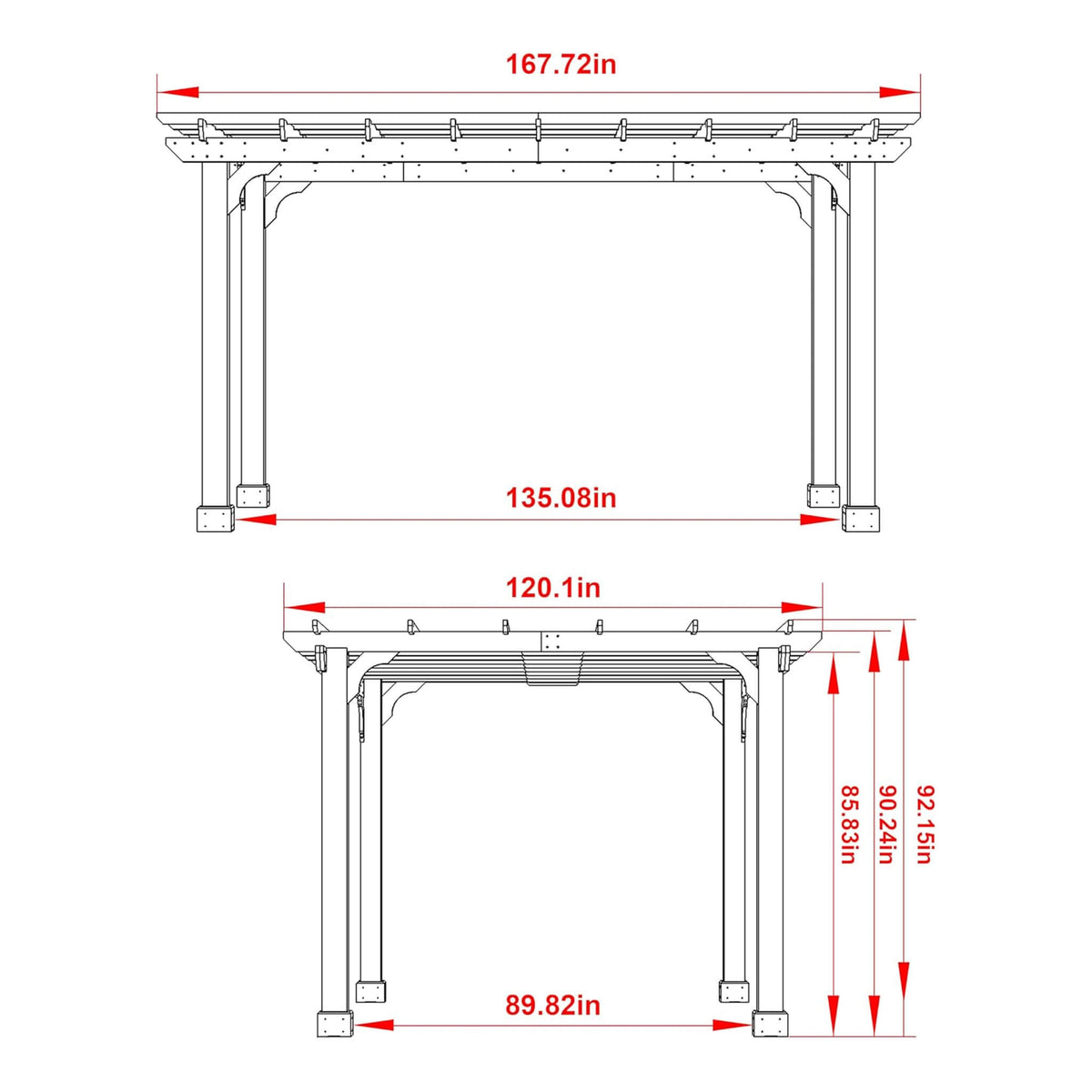 Alora Premium Outdoor Cedar Wood Pergola With Slatted Roof (SAK87024)